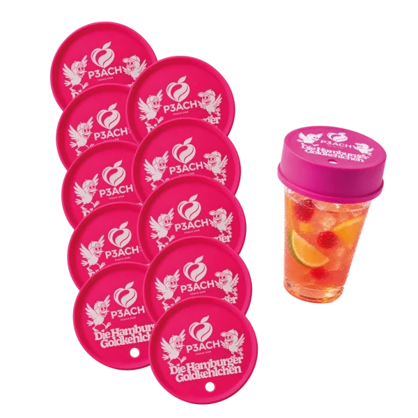P3ACH × Goldkehlchen edition covers stacked next to a cup with the cover on