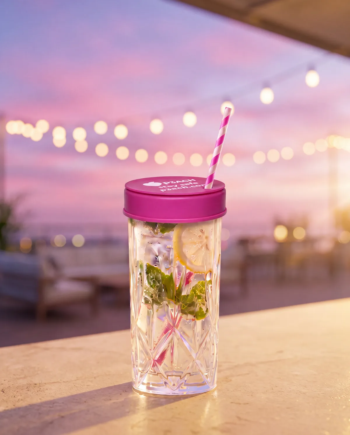 P3ACH Cup Cover on a sunset terrace